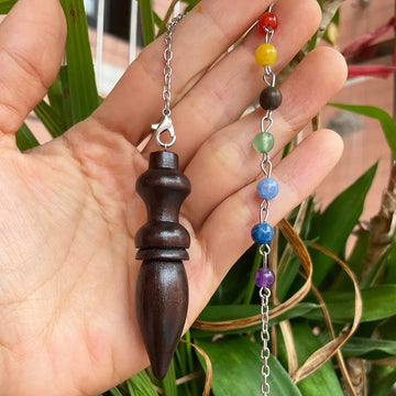 Natural Wooden Pendulum for Divination Dowsing Egyptian Wood Pendulums Dowser with Chakra Chain Reiki Spiritual Pendulos X134
