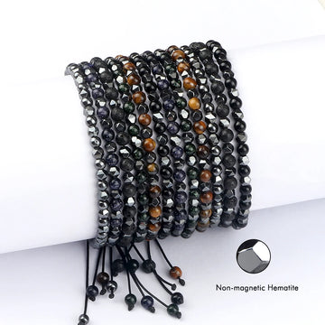 4mm Natural Stone Bracelet Hematite Fashion Handmade Energy Bangles Black Lava Tiger Eye Mini Beads Men Bracelets Women Jewelry