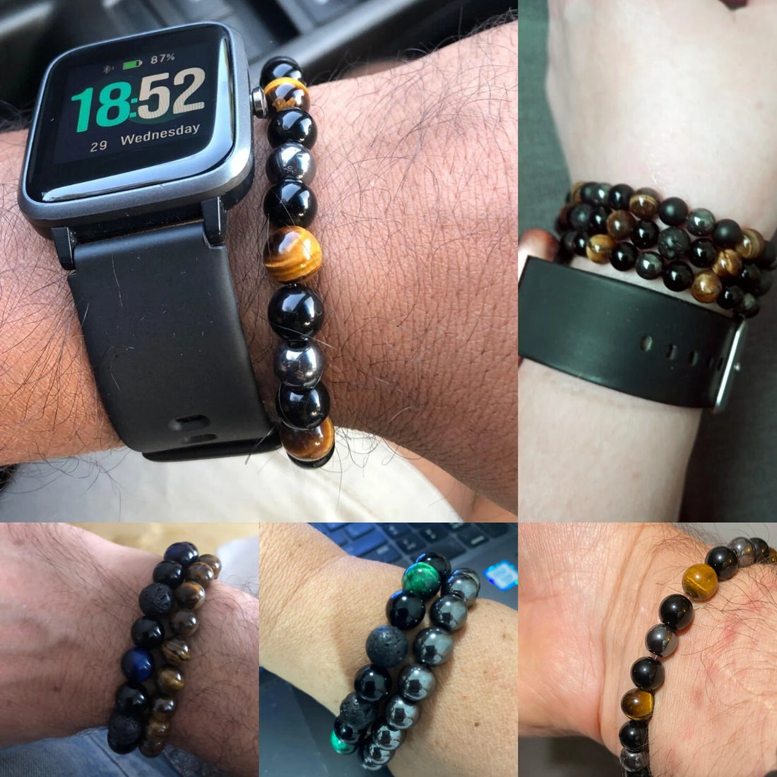 Natural Black Obsidian Hematite Tiger Eye Beads Bracelets Magnetic Health Protection Slimming Weight Loss Soul Jewelry Women Men