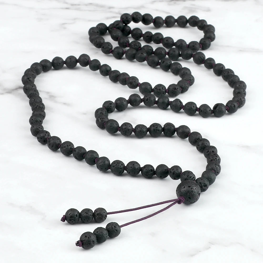 Lava Rock Mala Beaded Necklace 6 8mm Natural Volcanic Stone Men Meditation Wrap Bracelets Essential Oil Diffuser Women Necklaces