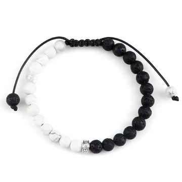 Charm Natural Stone Beads Bracelet 6mm Howlite Tiger Eye Lava Onyx Strand Bracelets Handmade Couple Bangles Friendship Jewelry
