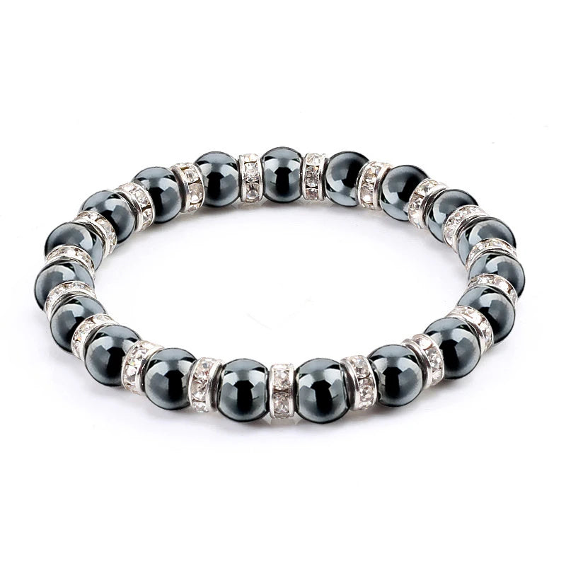Natural Hematite Beads Bracelets Men No-Magnetic Health Protection Women Jewelry Charm Crystal Stone Stretch Bracelet & Bangle