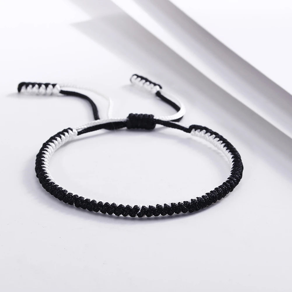 Charm Tibetan Buddhist Braided Bracelet Women Men Black Coffee White Thread Handmade Bracelets Adjustable Jewelry Friends Gift