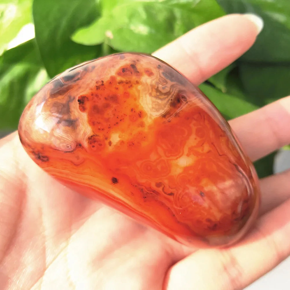 Agate Crystal Palm Stone Natural Sardonyx Worry Stone Polished Carnelian Quartz Gemstone Anxiety Stress Relieve Reiki Healing