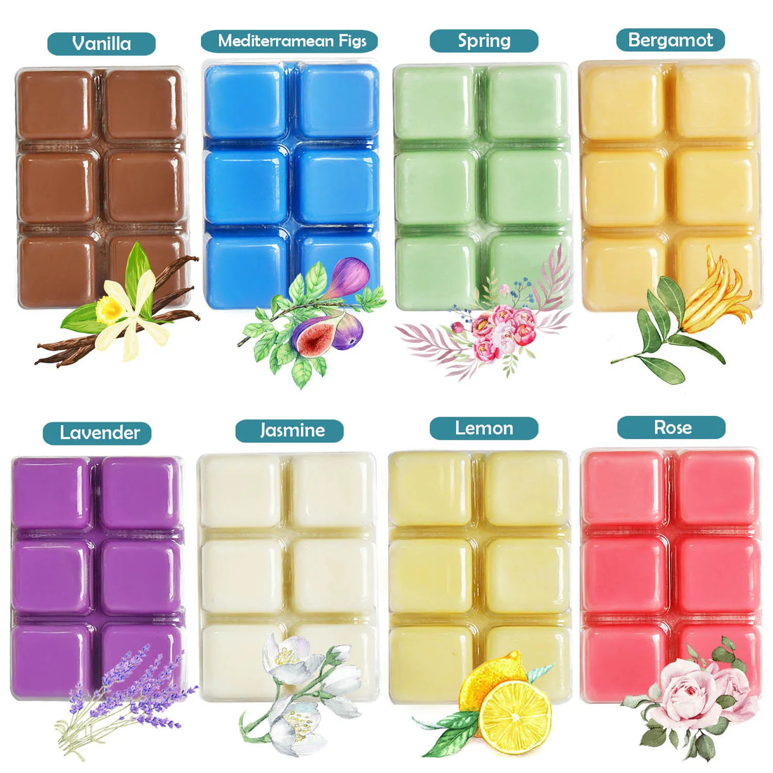 8-box set of scented wax blocks, 8 fragrances including lemon, rose, lavender, etc., for yoga, gatherings, sleep, spa.