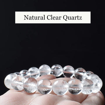 Natural Clear Quartz Crystal Beads Bracelet Real Women White Transparent 100% Genuine Rock Crystal Stone Reiki Healing Jewelry