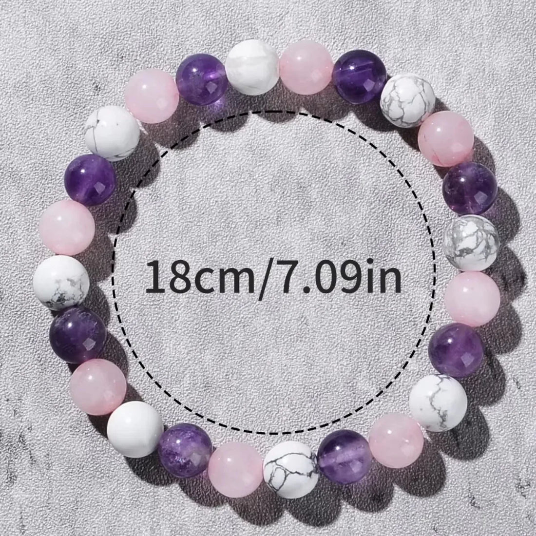 1pc Fashionable Aura Balancing Sleep Bracelet, 8mm Natural Stone Sleep Bracelet - White Turquoise - Amethyst - Rose Quartz