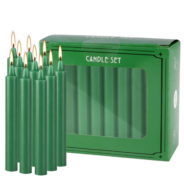 Green 40 Pcs 4Inch Rod Wax, Drip-Free, Smoke-Free, Fragrance-Free, Home Dinner Candles, Hand-Pulled, High-Quality, Suitable for Church, Family, Wedding, Party, Seasonal Celebrations, Emergency Situations and Home Decoration,