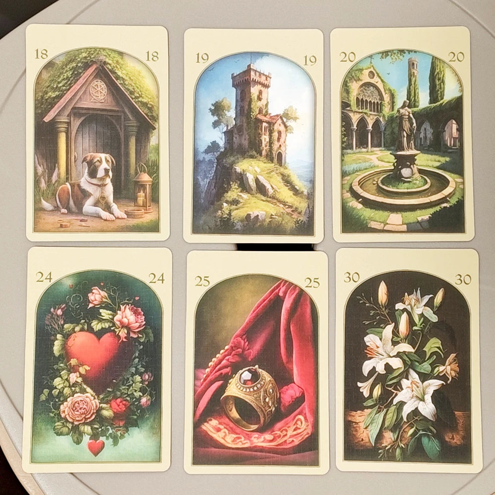 Medieval Lenormand Oracle Deck 36 Pcs Cards Printed on 350GSM Double-embossed Cardstock 9*6cm
