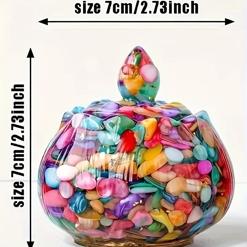 1PC Handmade Resin Natural Crystal Stone Lotus Box with Lid, Creative Craft, Desktop Decor Ornament, Creative Gift Storage Jar