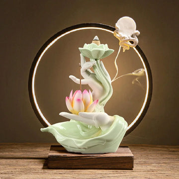 Ceramic Purple Sand Backflow Incense Stove Zen Buddhist Hand Creative Home Fragrance Stove Incense Insert Plate Accessories