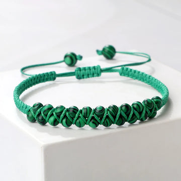 Double Rows 4mm Natural Malachite Beads Bracelets Handmade Adjustable Braided Bangles For Women Men Fashion Friendship Gifts