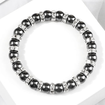 Natural Hematite Beads Bracelets Men No-Magnetic Health Protection Women Jewelry Charm Crystal Stone Stretch Bracelet & Bangle