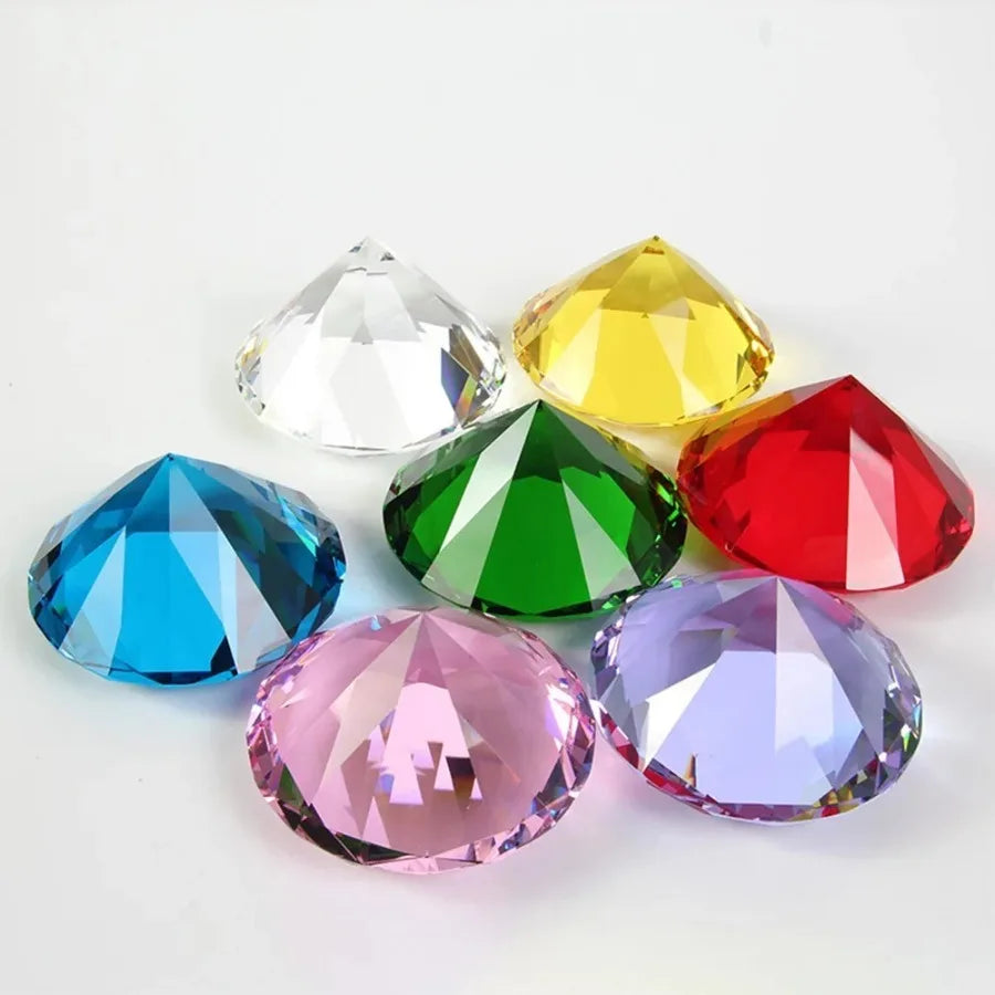 10 Colors Crystal Diamond Shaped Paperweight Decorative Cut Glass Giant Gemstone Wedding Christmas Ornament Gifts