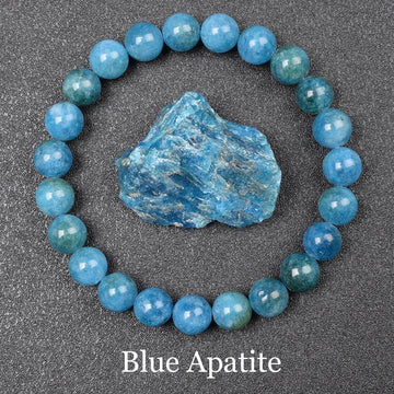 Original Blue Apatite Natural Stone Beads Bracelet Men Women Elastic Rope Bangle Nature Blue Energy Stone Jewelry Exquisite Gift