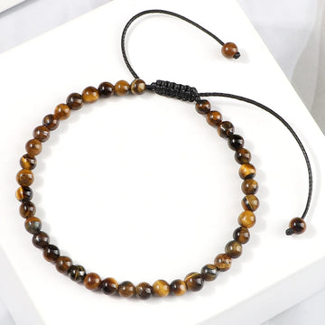 Natural Tiger Eye Bracelet Handmade Mini 4mm Beads Bracelets Braided Bangles for Women Men Energy Health Protection Jewelry Gift