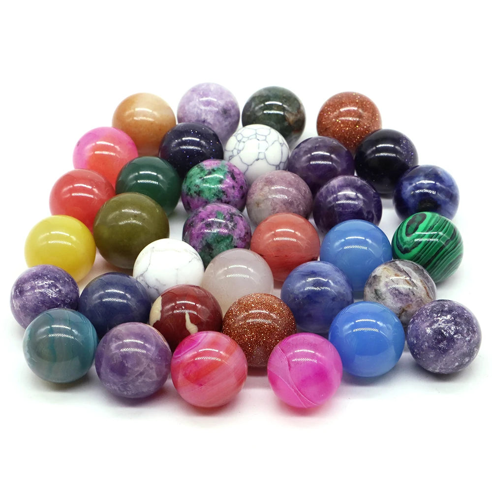 16mm Mini Natural Stone Crystal Round Ball Beads Reiki Healing Quartz Amethyst Agate Mineral Specimen Globe Chakra Wholesale