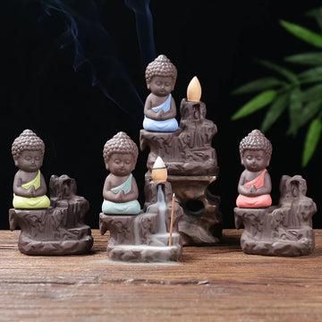 Back incense Furnace Creative Purple Sand Little shangao running water smoke incense Furnace ceramic small statue of public deco