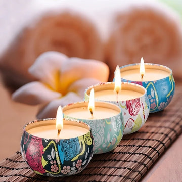 Iron Jar Scented Candle 4-Piece Gift Set (Lemongrass + Lavender + White Sage + Mint) Home Fragrance Candles Birthday Gift Gift for Women Holiday Party Mother's Day Gift Souvenir