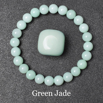 Natural Green Jades Bracelets Women Real Jades Stone Beads Bracelet Men 6/8mm Round Elastic Rope Ladies Genuine Jewelry Gift