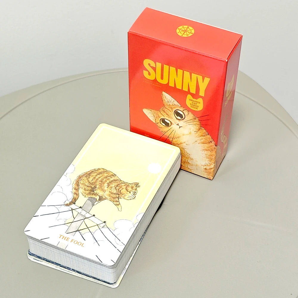 10.3*6cm - Sunny Orange Cat Tarot - Whimsical Cartoon Kitty Tarot Deck for Beginners 78 Pcs Tarot Cards