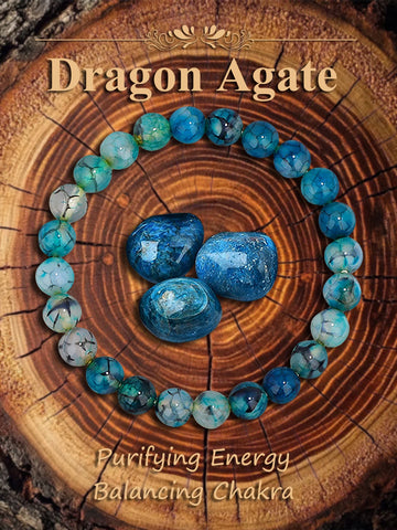 Natural Blue Black Dragon Vein Agate Bead Bracelet for Protection Energy Balance Courage Strength Spiritual Healing Jewelry Gift