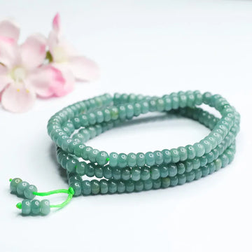 5.5mm Certified Grade A 100% Natural Jadeite Jade Bracelet Women Bangle Genuine Burma Blue Water Jade 108 Bead Mala Necklace