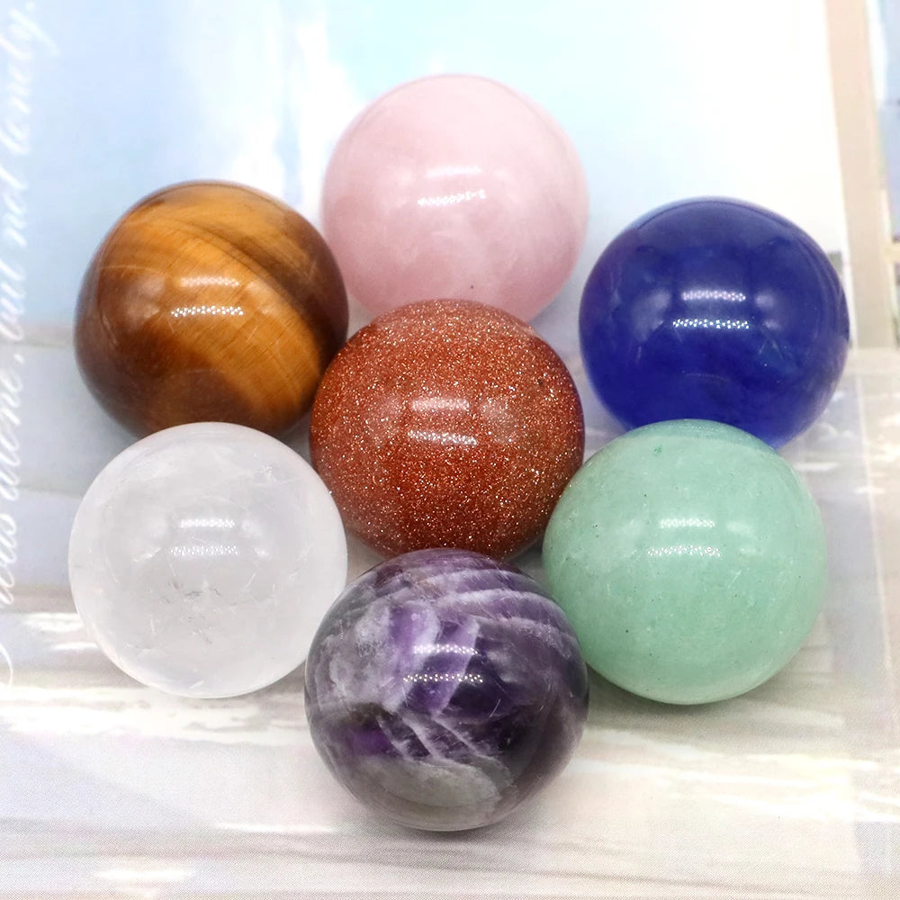 18MM Natural Stones Gemstones Sphere Ball Healing Crystals Home Decoration Reiki Wicca Chakra Rocks Mineral Massage Globe Gift