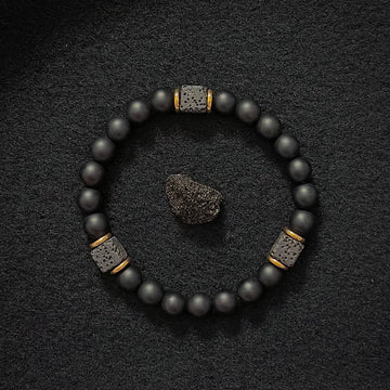 Matte Black Onyx with Cube Lava Bracelet, Mens Bracelet, Balance Bracelet, Natural stone Bracelet, gift for man/boyfriend,1pc