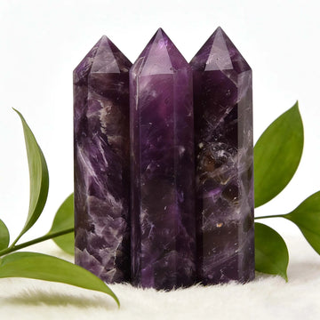 5.91 Inch Natural Deep Color Amethyst Pillar Vitreous Luster Stone  Spiritual Growth Stress Relief Good Luck Desktop Decoration