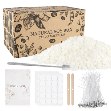 1 Set of 2 Pounds of Soy Wax Cotton Core Making Set, Suitable for Adults, Beginners, DIY Crafts Set, Making Wax Supplies for Candle Making Container Candles, Cup Wax, Aromatherapy Candles, DIY Wax and Other DIY Handicrafts.