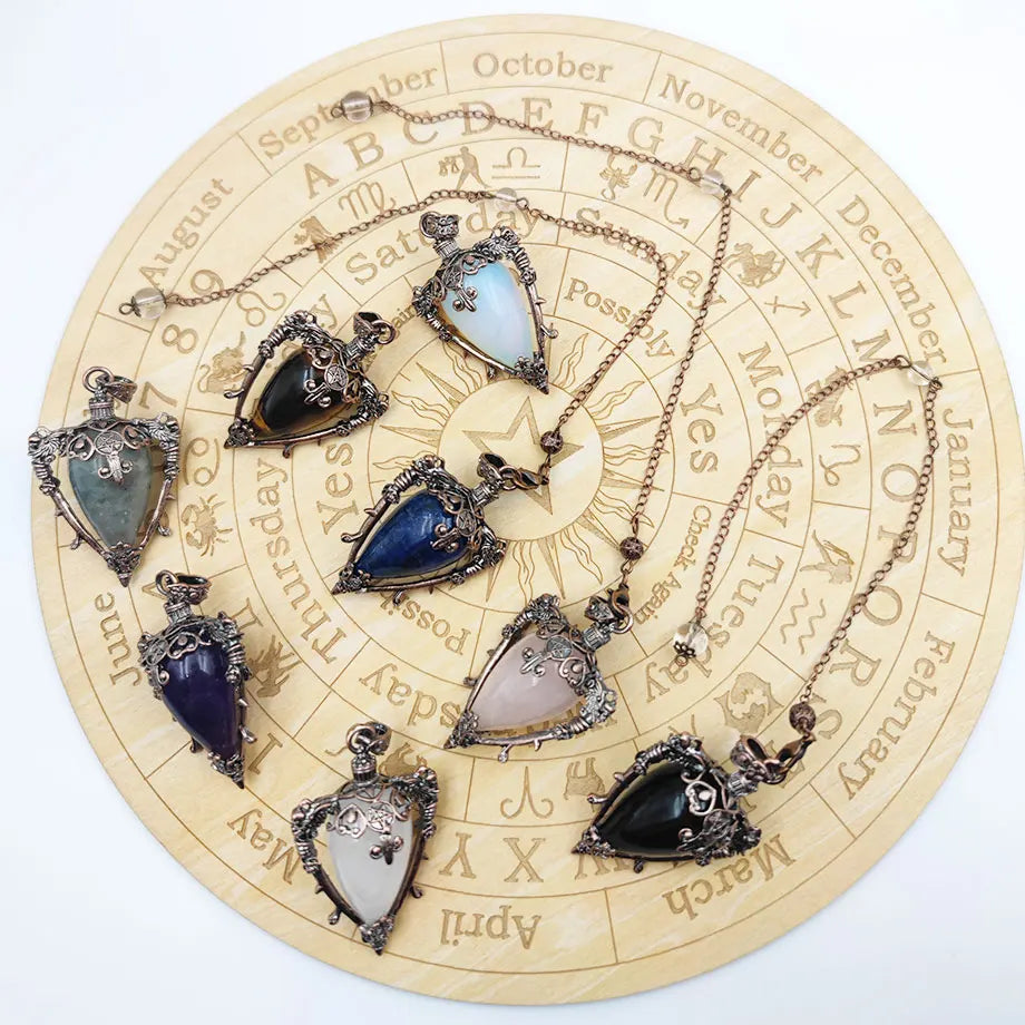 Rock Crystal Pendulum for Divination Dowsing Natural Stone Pendant Quartz Pendulum Amethysts Obsidian Spiritual Pendulos X210