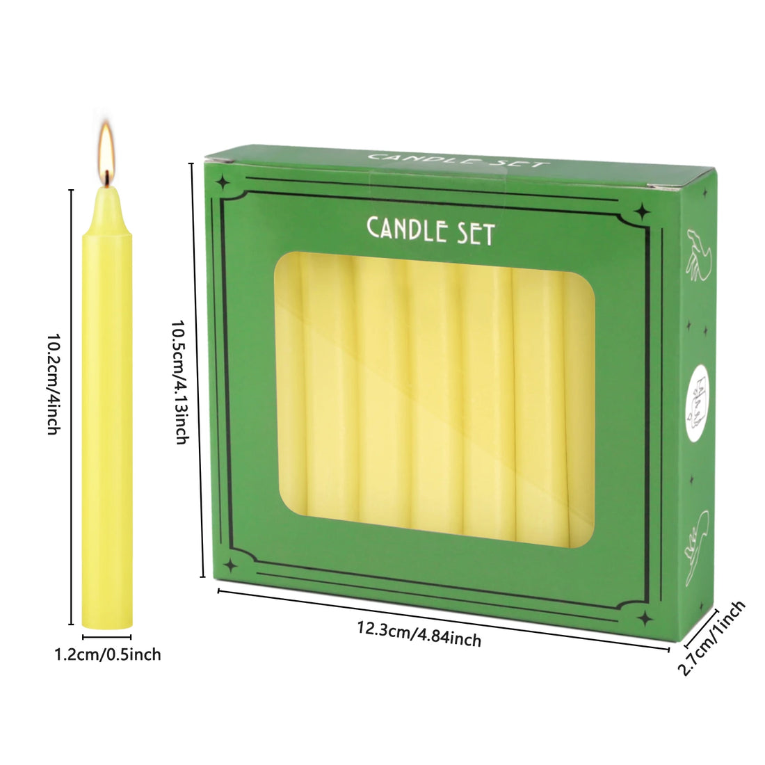 20 Yellow 4Inch Pole Waxs, Drip-Free, Smoke-Free, Fragrance-Free, Home Dinner Candles, Hand-Pulled, High-Quality, Suitable for Church, Family, Wedding, Party, Seasonal Celebrations, Emergency Situations and Home Decorations,