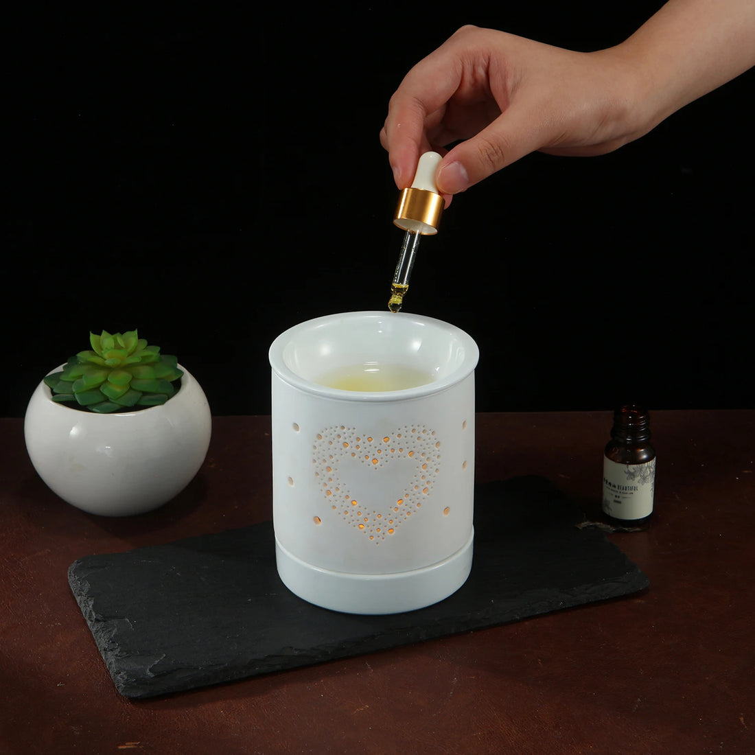 Ceramic Essential Oil Burner Tealight Candle Heating Holder Essential Oil Diffuser Incense Burner for Spa Aromatherapy Home Deco