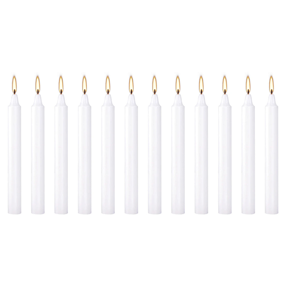 12 Pcs 3.9*0.4in (10.1*1.2cm) White Small Rod Wax, Drip-Free, Smoke-Free and Fragrance-Free Home Dinner Candles, Hand-Pulled, High-Quality, Suitable for Various Places, Various Holidays.