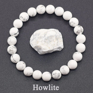 Natural White Howlite Real Stone Beads Bracelets for Women Men Energy Yoga Meditation Stretch Bracelet Jewelry Pulsera Wholesale