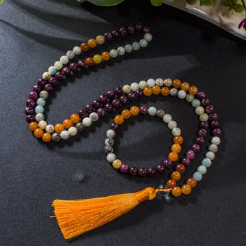 8mm Amazonite Red Aventurine Beads 108 Mala Necklace Bracelet Set Meditation Yoga Prayer Japamala Jewelry for Women