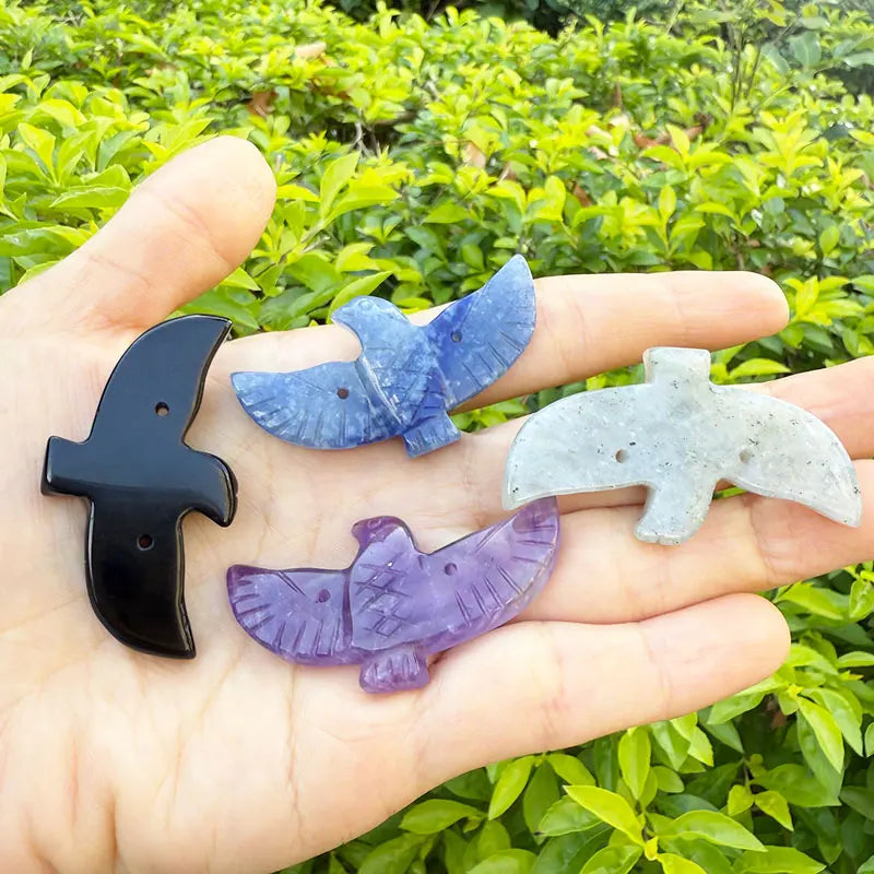 5pcs/set  Eagle Stone Pendant Carving Statue Bird Crystal Amethyst Pendant Charms for Jewelry Making Findings Wholesale x307
