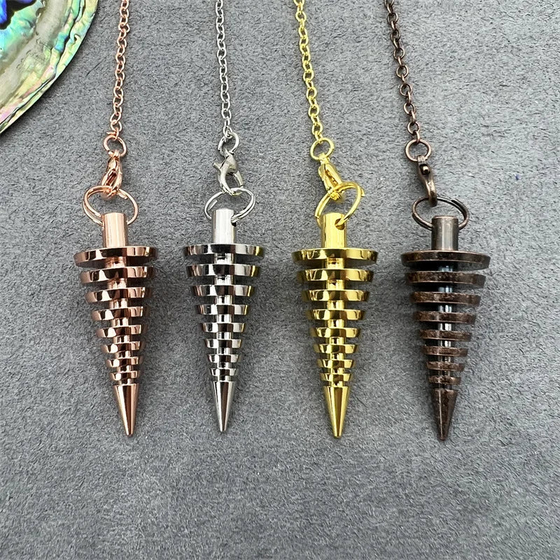 100% Copper Metal Pendulum for Dowsing Divination Reiki Spiritual Screw Pendant with Twine Shuttle Pendulo De Radiestesia X024