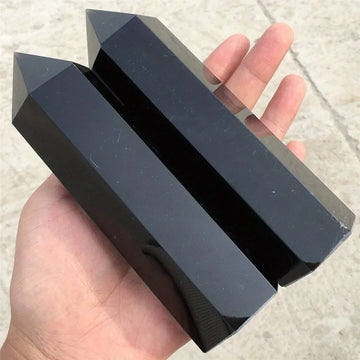 40-110mm Natural Obsidian Crystal Point Obsidian Healing Stone Obelisk Tower Quartz Wand Ornament for Home Decor Energy Stone