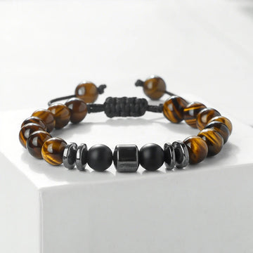 Adjustable Natural Stone Bracelets Hematite Spacer Malachite Tiger Eye Stone Howlite Onyx Beads Bangle Men Balance Wrist Jewelry