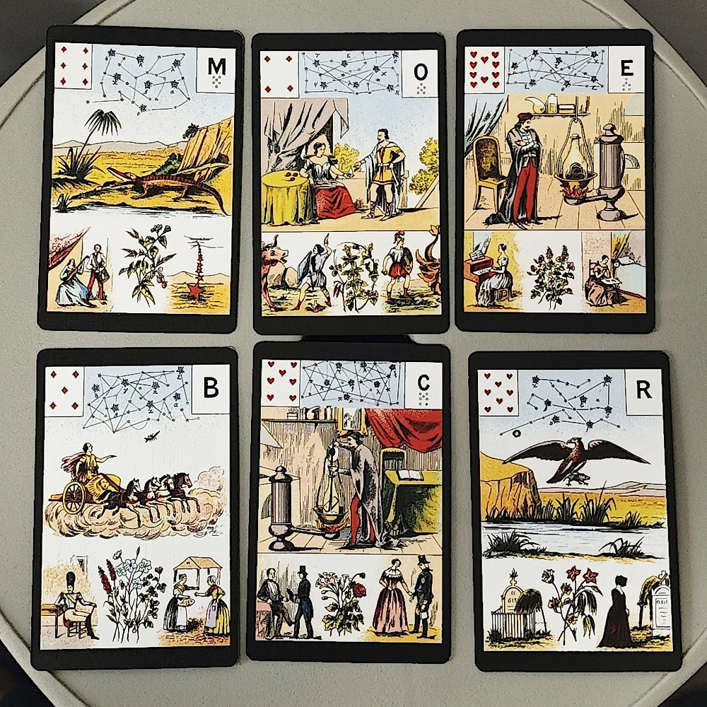 Grand Jeu De Mlle Lenormand Deck 9*6cm Printed on 350GSM Double Embossed Cardstock 54 Pcs Lenormand Oracle Cards