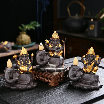 Ceramic Middle East Elephant Reverse Furnace pendulent home decoration incense table base-Creative High hill Water reflux Furnac