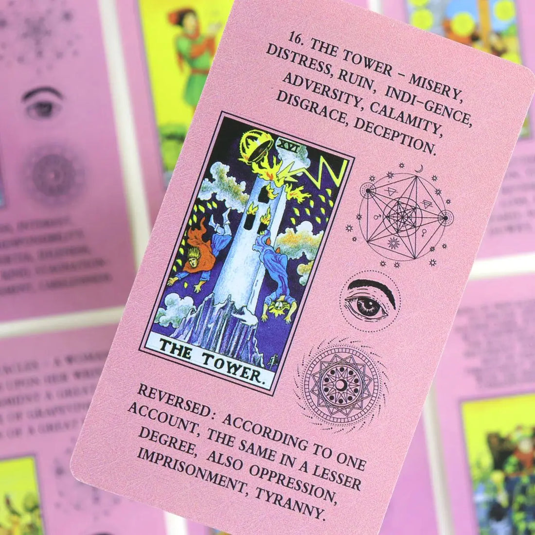 Pink Learning Tarot 78 Pcs Tarot Cards with Keywords Based on Rider Waite System 10.3*6cm