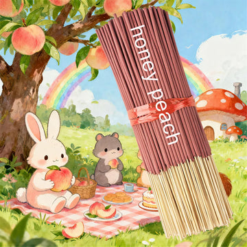 Love-Inspired Peach Scented Stick - Premium Bamboo Natural Wood and Recycled Bamboo, Yoga, Meditation, Home Office Air Purification, Relaxation, Eliminates Negative Energy - Ideal for June Festival, Eid Al-Fitr, Valentine's D