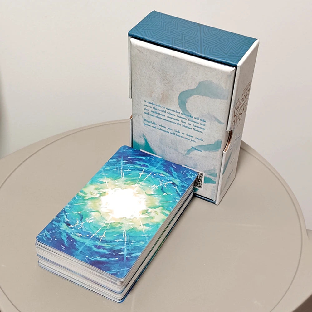 Ocean From The Sky Tarot Deck – 12*7cm 78 Pcs Watercolor RWS Tarot Cards Packed in Rigid Box, 350GSM Double-embossed Cardstock