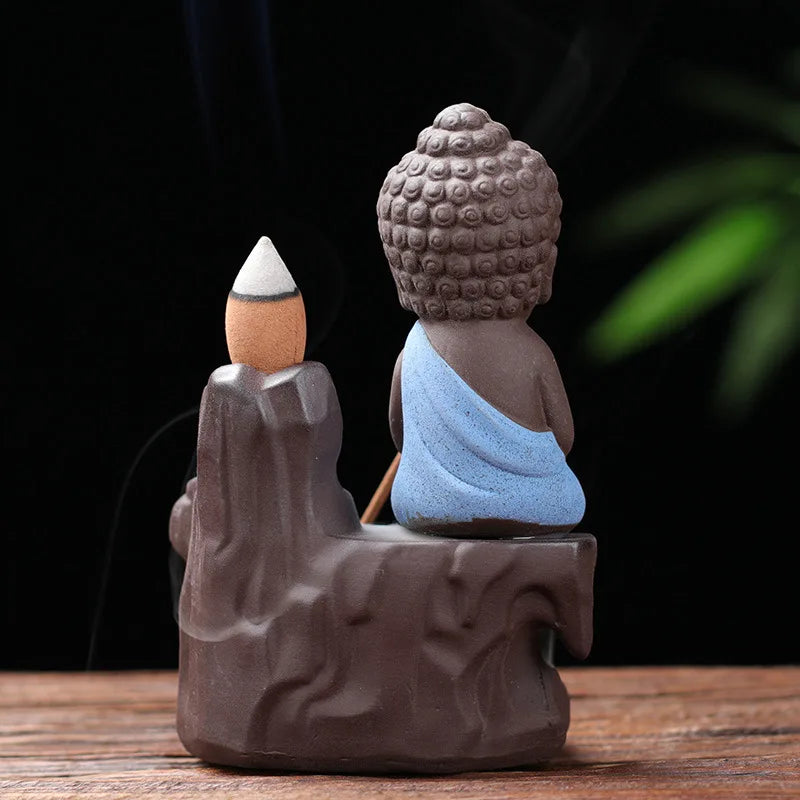 Back incense Furnace Creative Purple Sand Little shangao running water smoke incense Furnace ceramic small statue of public deco