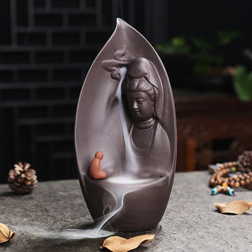 Purple Sand Buddha Statue Tathagata Reflux Incense Stove Decoration - Indoor Aroma Diffuser Guanyin Incense Pedestal Crafts