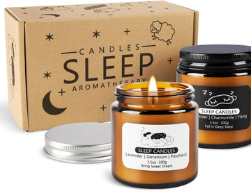 2 Glass Cups of Sleep Scented Candles, This Sleep Scented Candles Are Calming, Soothing and Balancing Effect. It Is a Large Person with Pressure. It Is a Relaxation Feeling That Can Be Better to Enter the Sleep.