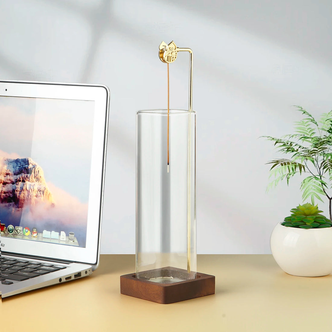 Glass Incense Holder Anti-Ash Flying Incense Stick Holder with Glass Ash Catcher Incense Burner for Yoga Home Decor